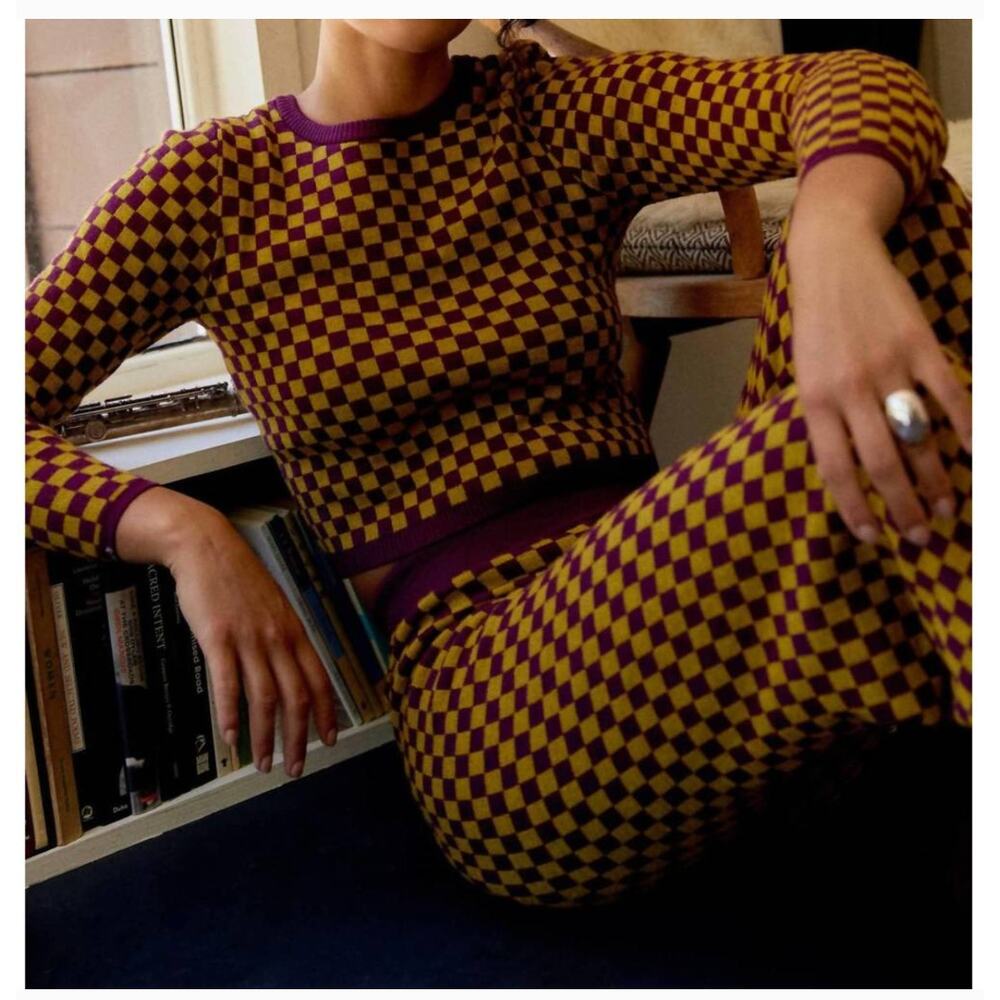 Daydreamer Checkered Crewneck Pullover Sweater NWT - Picture 2 of 4